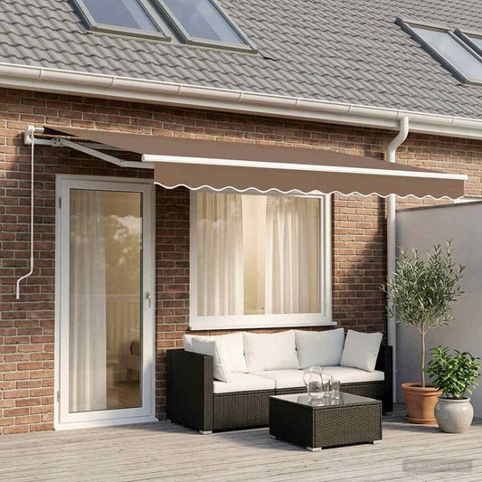 vidaXL Awning Replacement Fabric Taupe 4 x 3.5 m Polyester