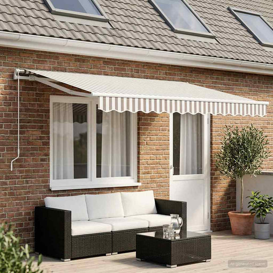 vidaXL Awning Replacement Fabric Light Grey and White 4.5 x 3 m