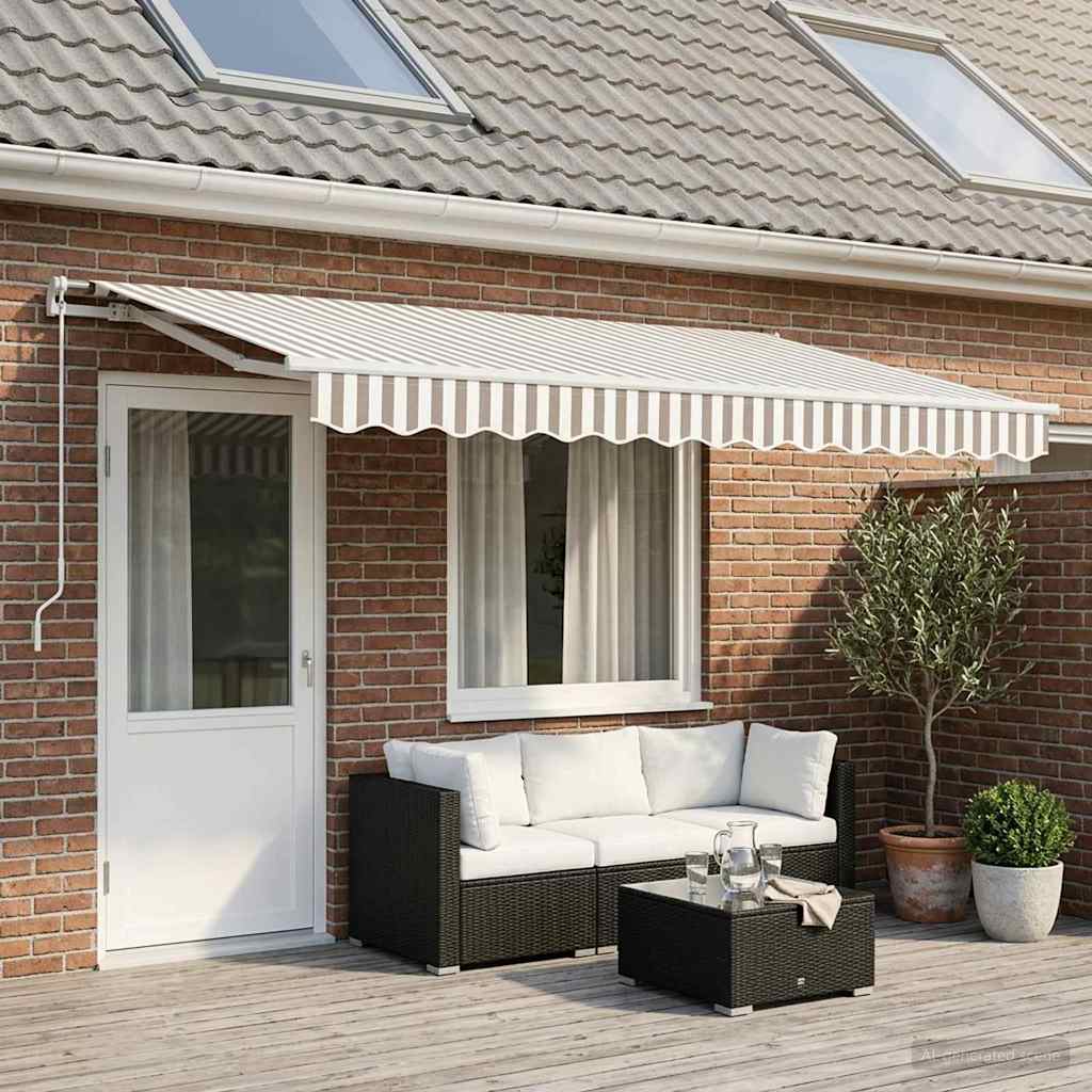 vidaXL Awning Replacement Fabric Light Grey and White 5 x 3 m