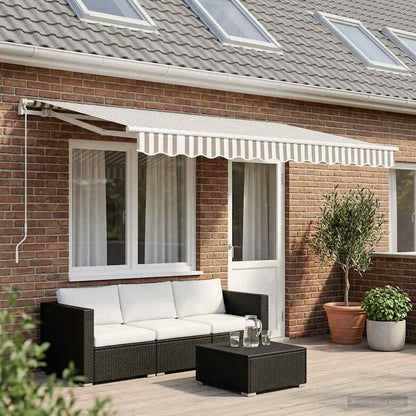 vidaXL Awning Replacement Fabric Light Grey and White 5 x 3.5 m