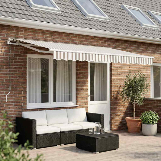 vidaXL Awning Replacement Fabric Light Grey and White 5 x 3.5 m
