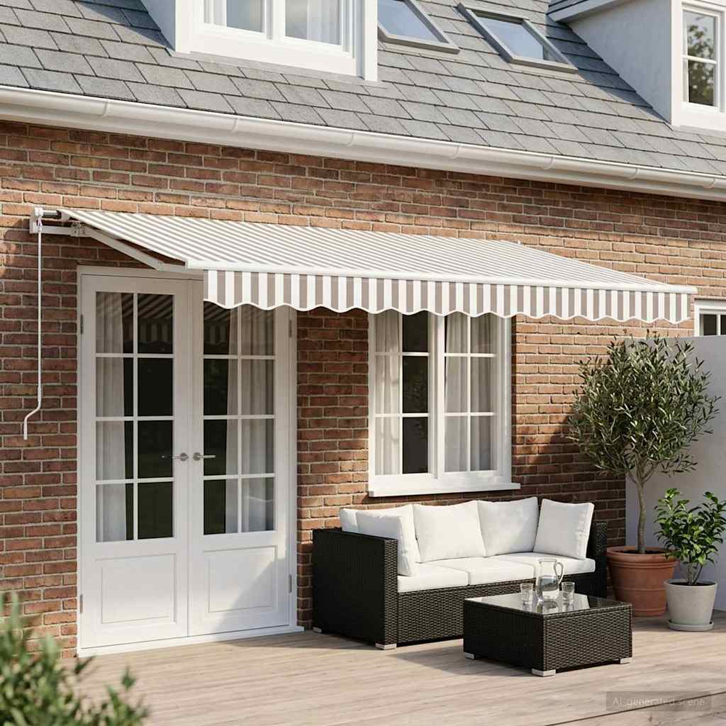 vidaXL Awning Replacement Fabric Light Grey and White 6 x 3 m