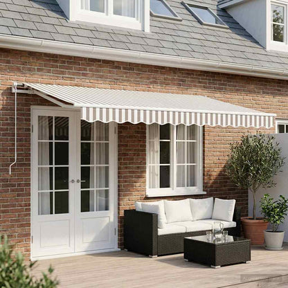 vidaXL Awning Replacement Fabric Light Grey and White 6 x 3 m