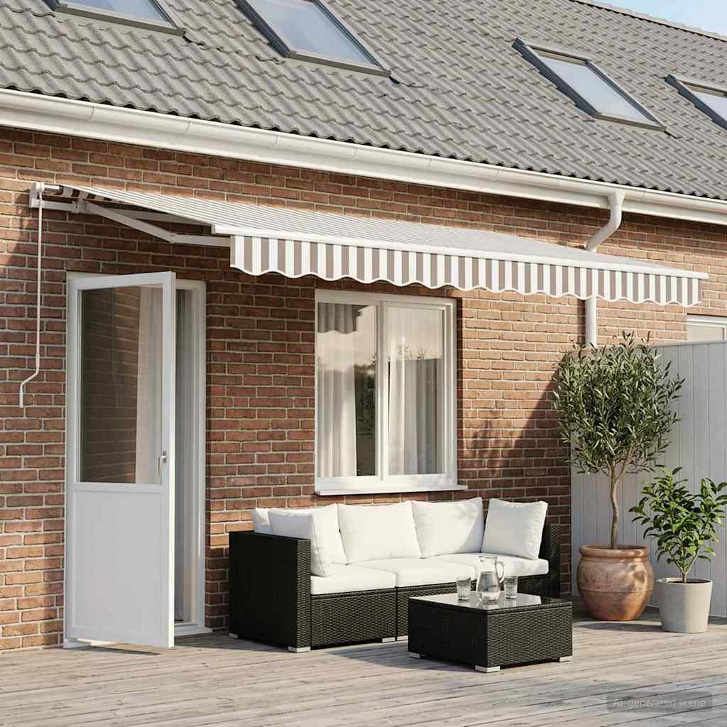 vidaXL Awning Replacement Fabric Light Grey and White 6 x 3.5 m
