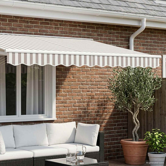 vidaXL Awning Valance Replacement Light Grey and White 2.5 m Polyester