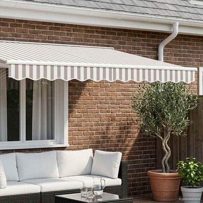 vidaXL Awning Valance Replacement Light Grey and White 4 m Polyester