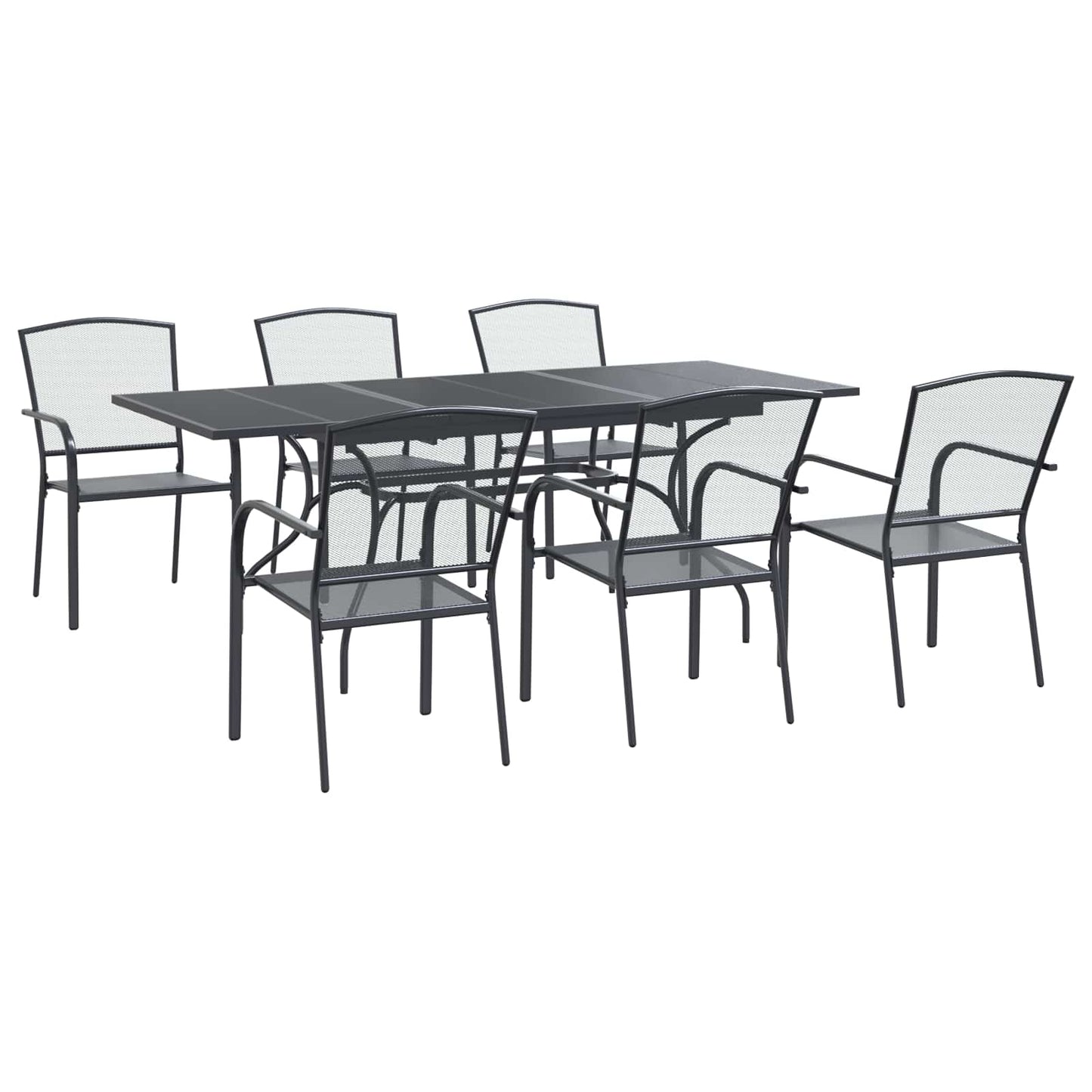 vidaXL Garden Dining Set 7 pcs Anthracite 212 x 90 x 76 cm
