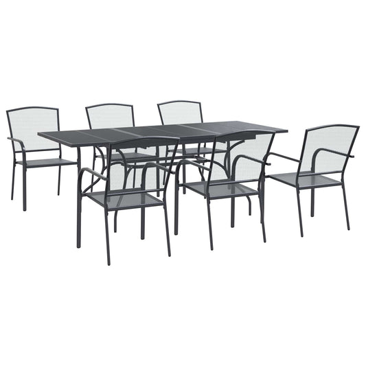vidaXL Garden Dining Set 7 pcs Anthracite 212 x 90 x 76 cm