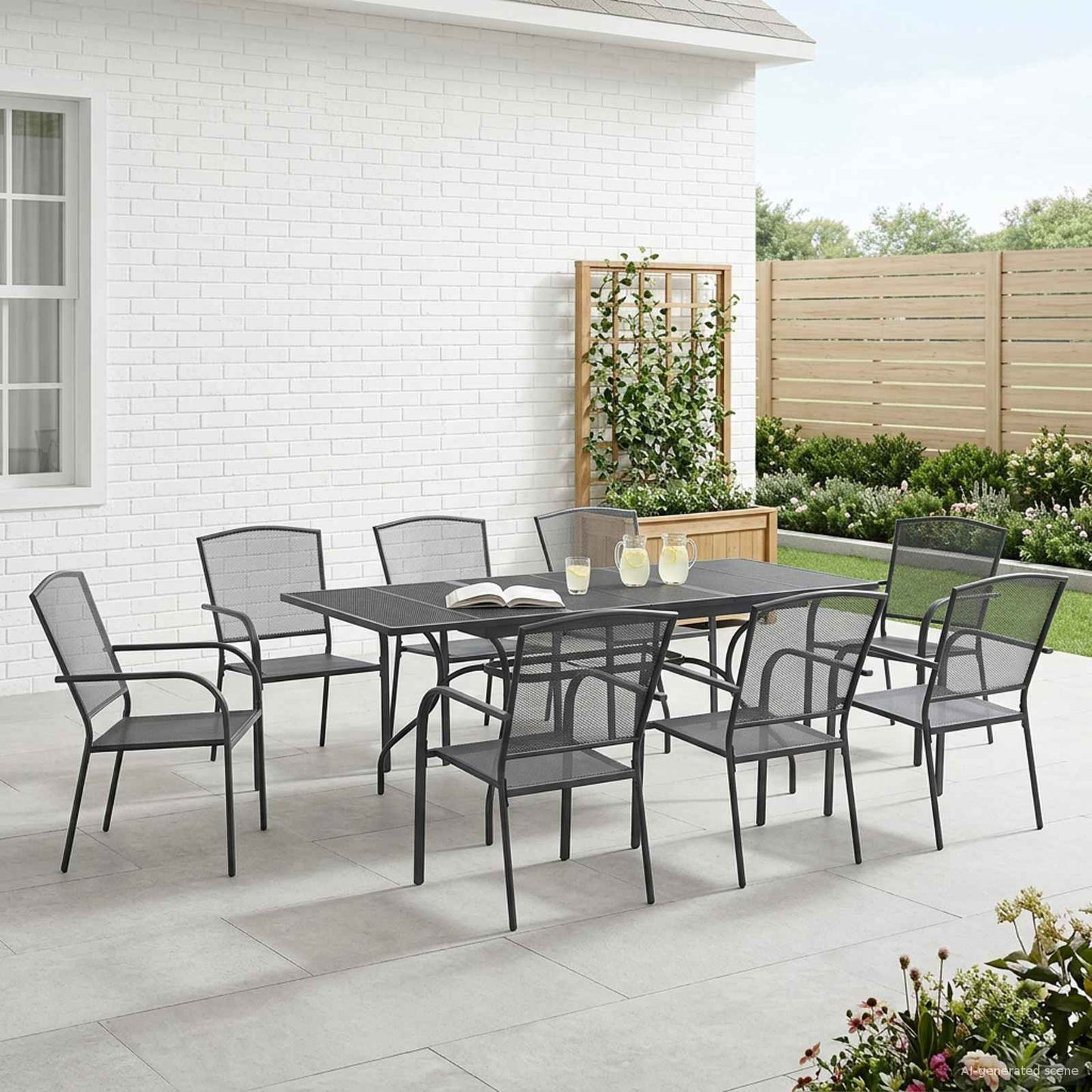 vidaXL Garden Dining Set 9 pcs Anthracite 212 x 90 x 76 cm