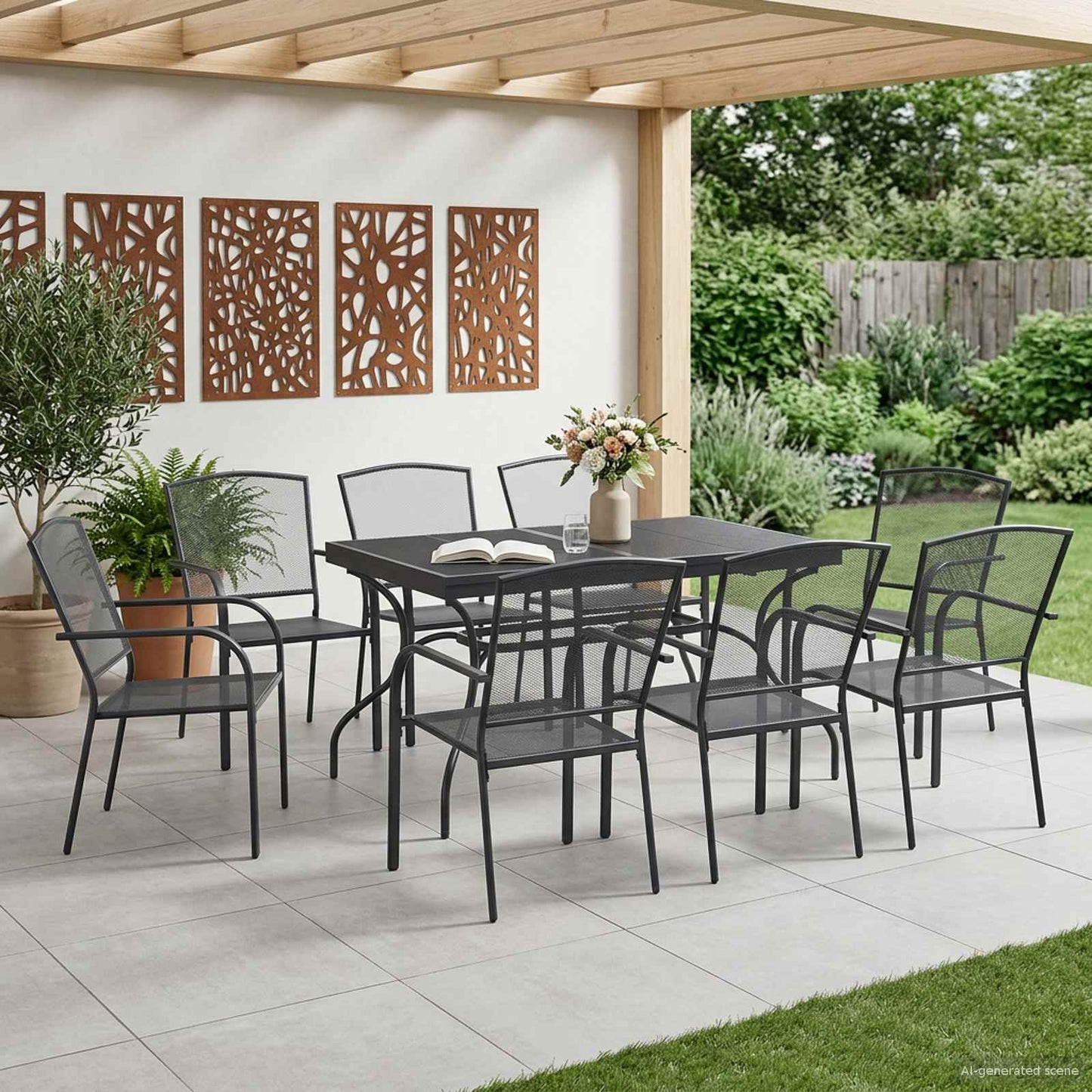 vidaXL Garden Dining Set 9 pcs Anthracite 212 x 90 x 76 cm
