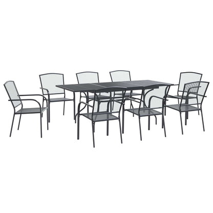 vidaXL Garden Dining Set 9 pcs Anthracite 212 x 90 x 76 cm