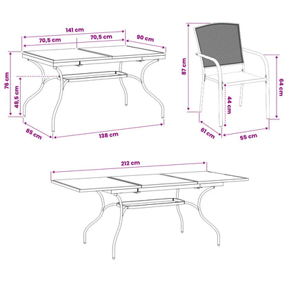 vidaXL Garden Dining Set 9 pcs Anthracite 212 x 90 x 76 cm