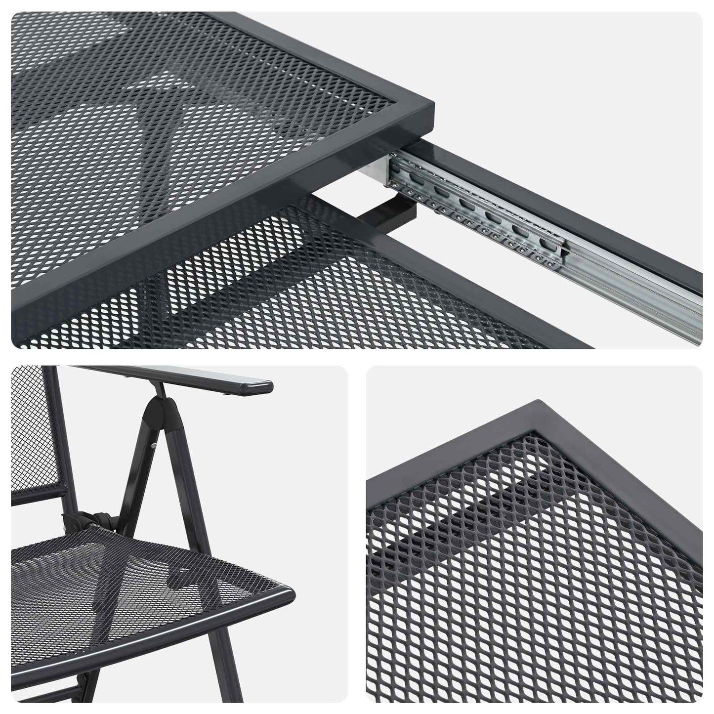 vidaXL Garden Dining Set 9 pcs Anthracite 212 x 90 x 76 cm