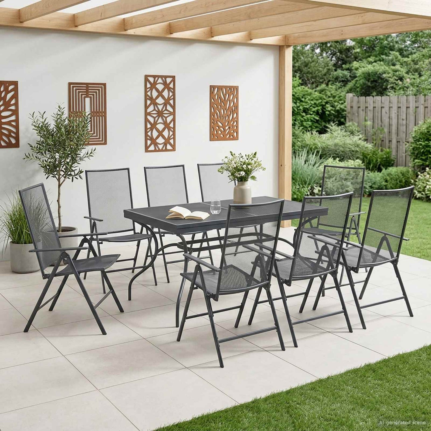 vidaXL Garden Dining Set 9 pcs Anthracite 212 x 90 x 76 cm