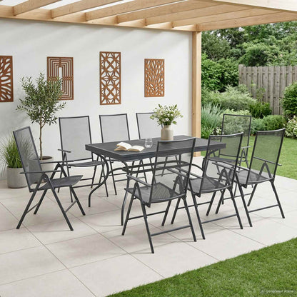 vidaXL Garden Dining Set 9 pcs Anthracite 212 x 90 x 76 cm