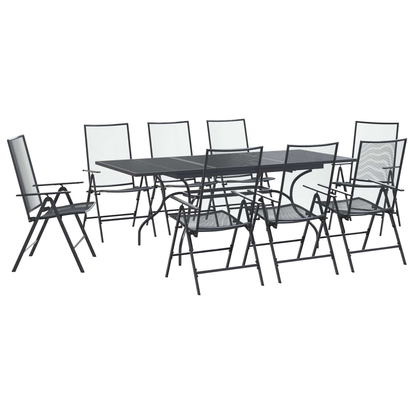 vidaXL Garden Dining Set 9 pcs Anthracite 212 x 90 x 76 cm