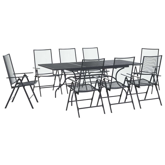 vidaXL Garden Dining Set 9 pcs Anthracite 212 x 90 x 76 cm