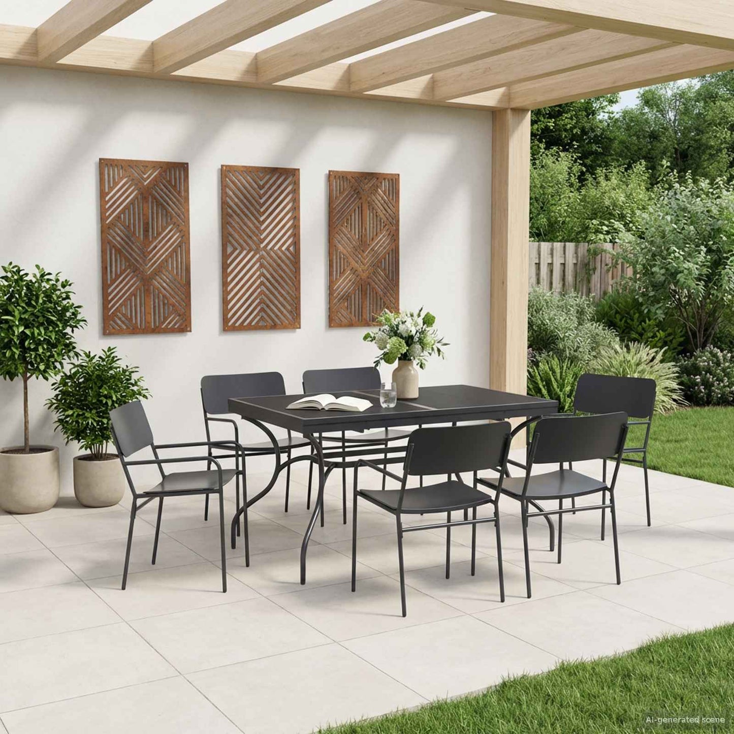 vidaXL Garden Dining Set 7 pcs Anthracite Steel