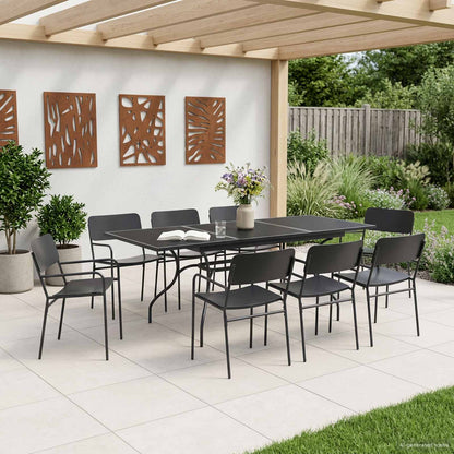 vidaXL Garden Dining Set 9 pcs Anthracite Steel