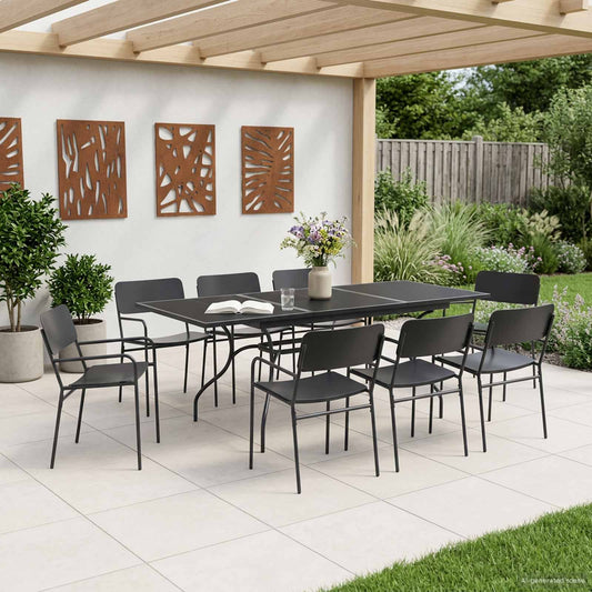 vidaXL Garden Dining Set 9 pcs Anthracite Steel