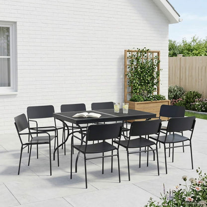 vidaXL Garden Dining Set 9 pcs Anthracite Steel