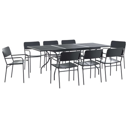 vidaXL Garden Dining Set 9 pcs Anthracite Steel