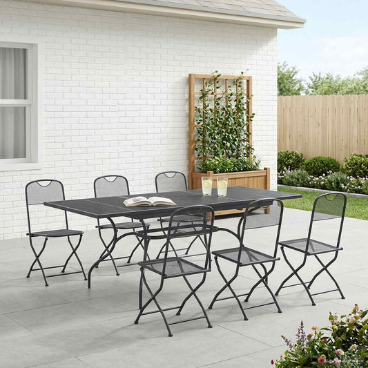 vidaXL Garden Dining Set 7 pcs Anthracite 212 x 90 x 76 cm