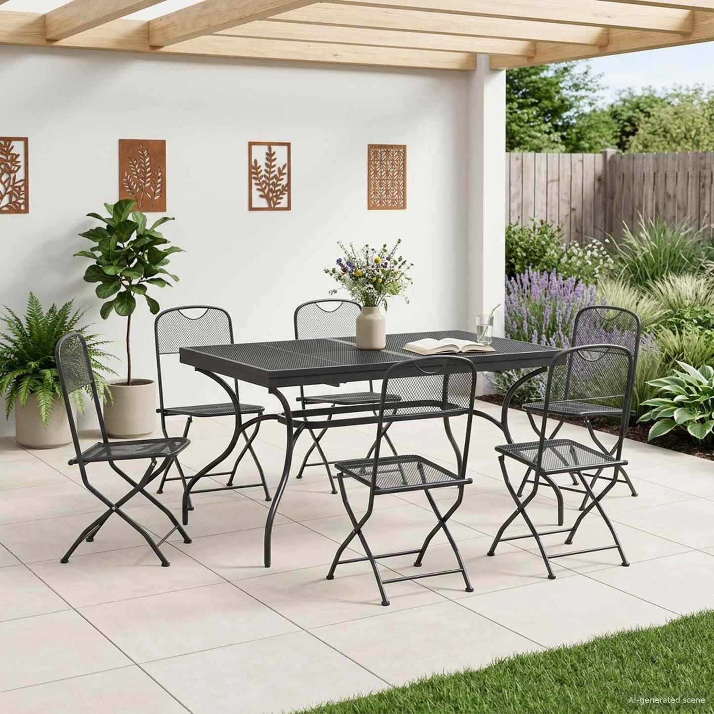 vidaXL Garden Dining Set 7 pcs Anthracite 212 x 90 x 76 cm