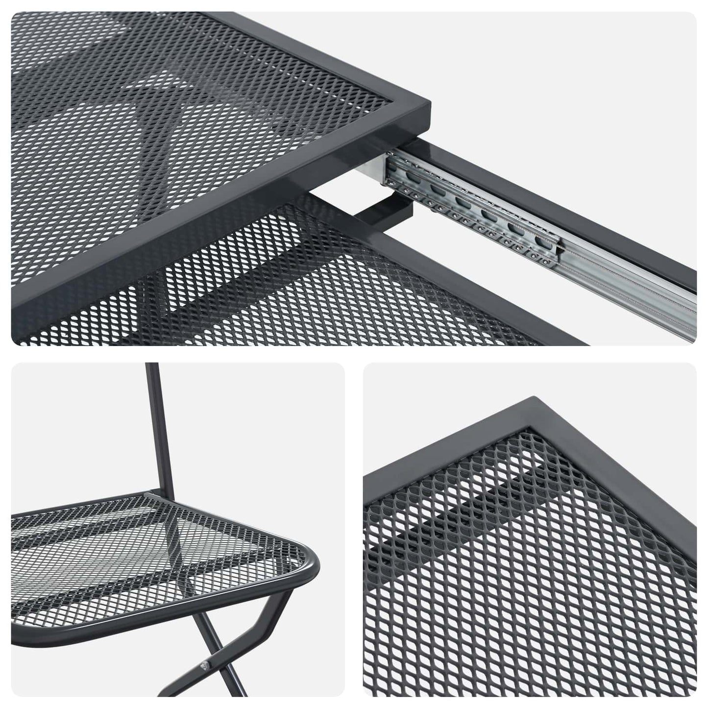 vidaXL Garden Dining Set 9 pcs Anthracite 212 x 90 x 76 cm