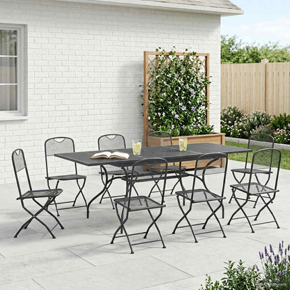 vidaXL Garden Dining Set 9 pcs Anthracite 212 x 90 x 76 cm
