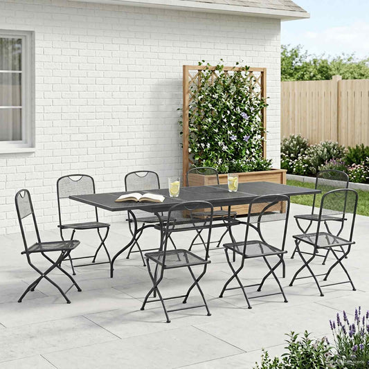 vidaXL Garden Dining Set 9 pcs Anthracite 212 x 90 x 76 cm