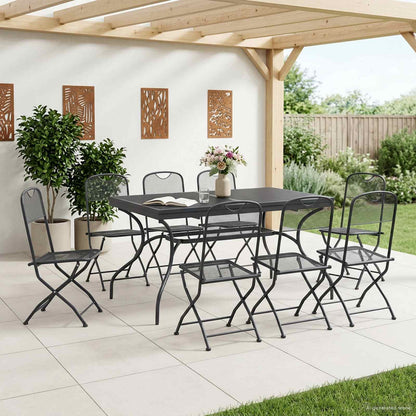 vidaXL Garden Dining Set 9 pcs Anthracite 212 x 90 x 76 cm