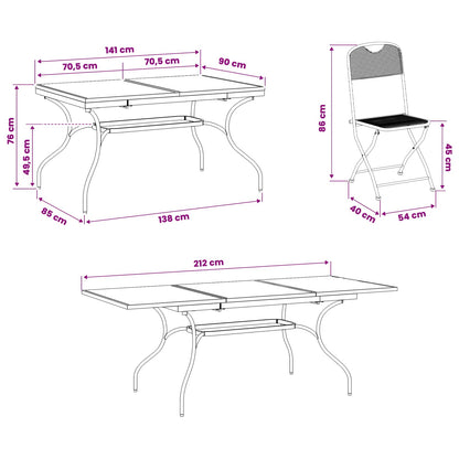 vidaXL Garden Dining Set 9 pcs Anthracite 212 x 90 x 76 cm
