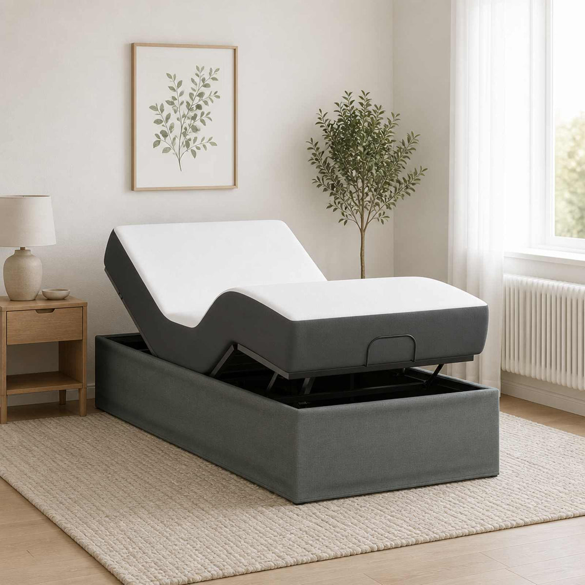 vidaXL Electric Adjustable Bed Frame Dark Grey 200 x 100 x 33.5 cm