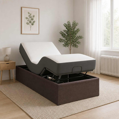 vidaXL Electric Adjustable Bed Frame Brown 200 x 90 x 33.5 cm Steel