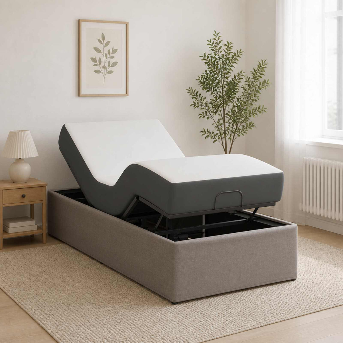 vidaXL Electric Adjustable Bed Frame Taupe 200 x 100 x 33.5 cm Steel
