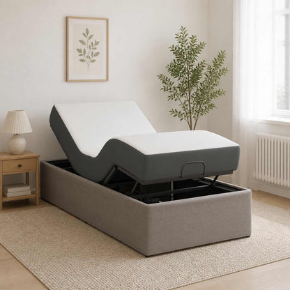 vidaXL Electric Adjustable Bed Frame Taupe 200 x 100 x 33.5 cm Steel