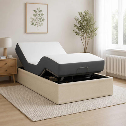 vidaXL Electric Adjustable Bed Frame Cream 200 x 100 x 33.5 cm Steel