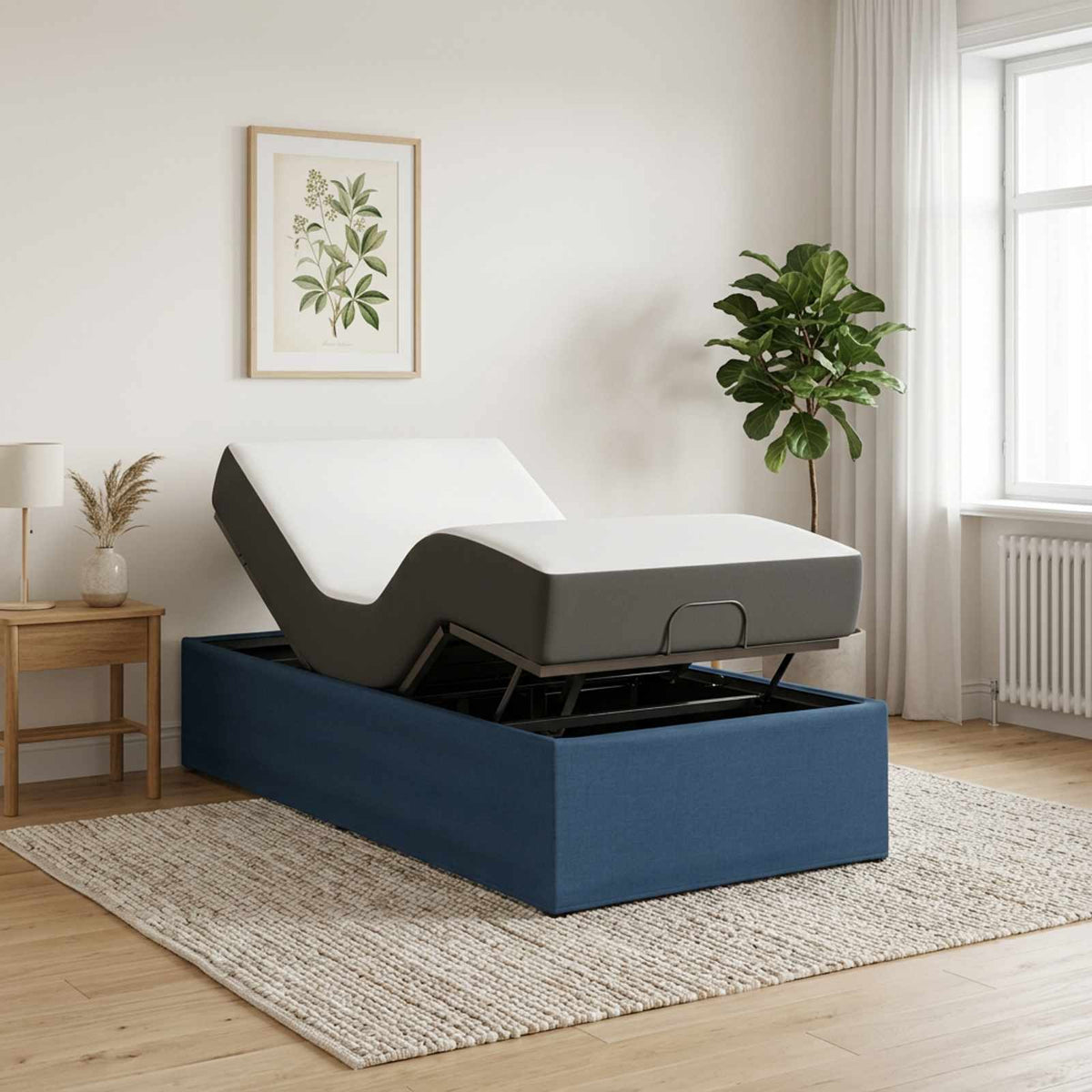 vidaXL Electric Adjustable Bed Frame Blue 200 x 100 x 33.5 cm Steel