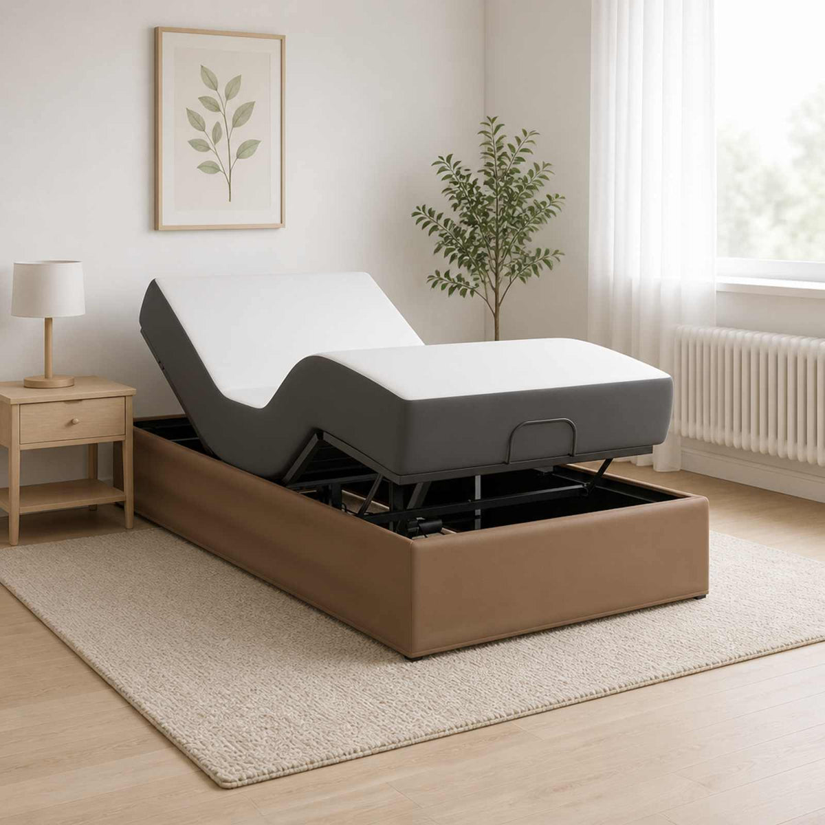 vidaXL Electric Adjustable Bed Frame Tan 200 x 90 x 33.5 cm Steel