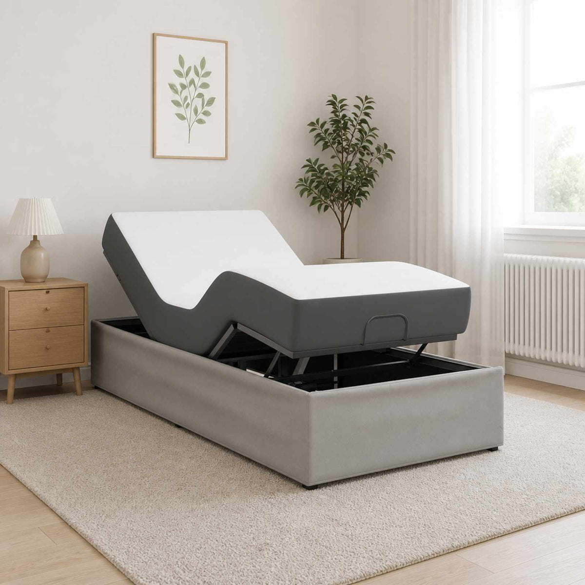 vidaXL Electric Adjustable Bed Frame Light Grey 200 x 100 x 33.5 cm