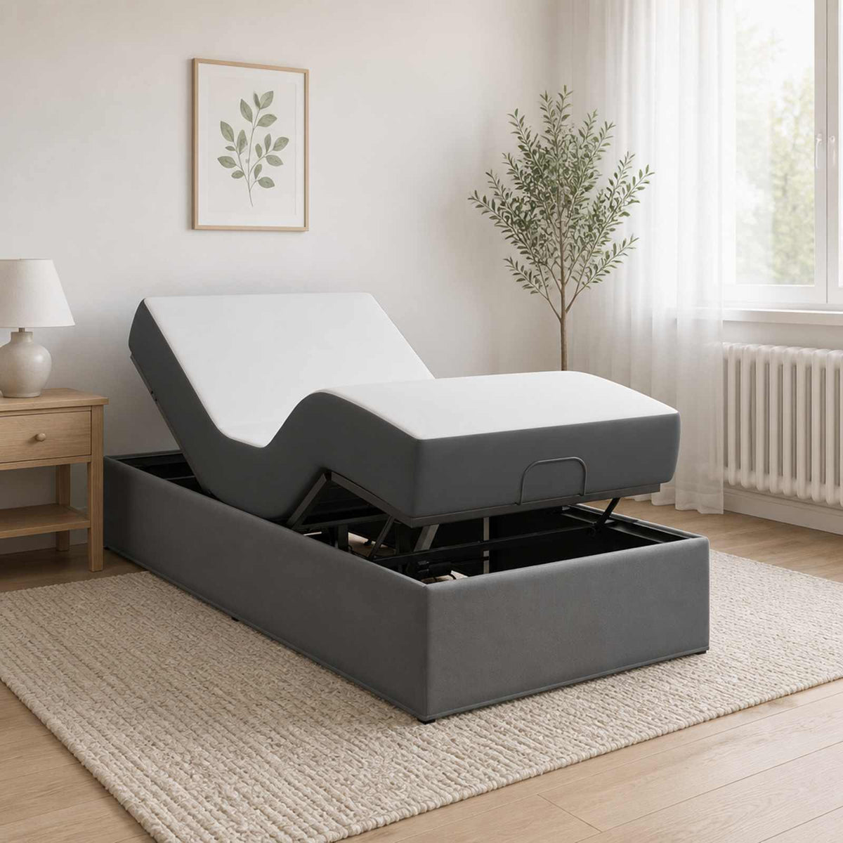 vidaXL Electric Adjustable Bed Frame Dark Grey 200 x 90 x 33.5 cm