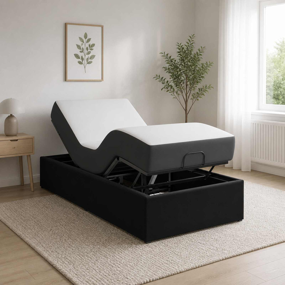 vidaXL Electric Adjustable Bed Frame Black 200 x 90 x 33.5 cm Steel