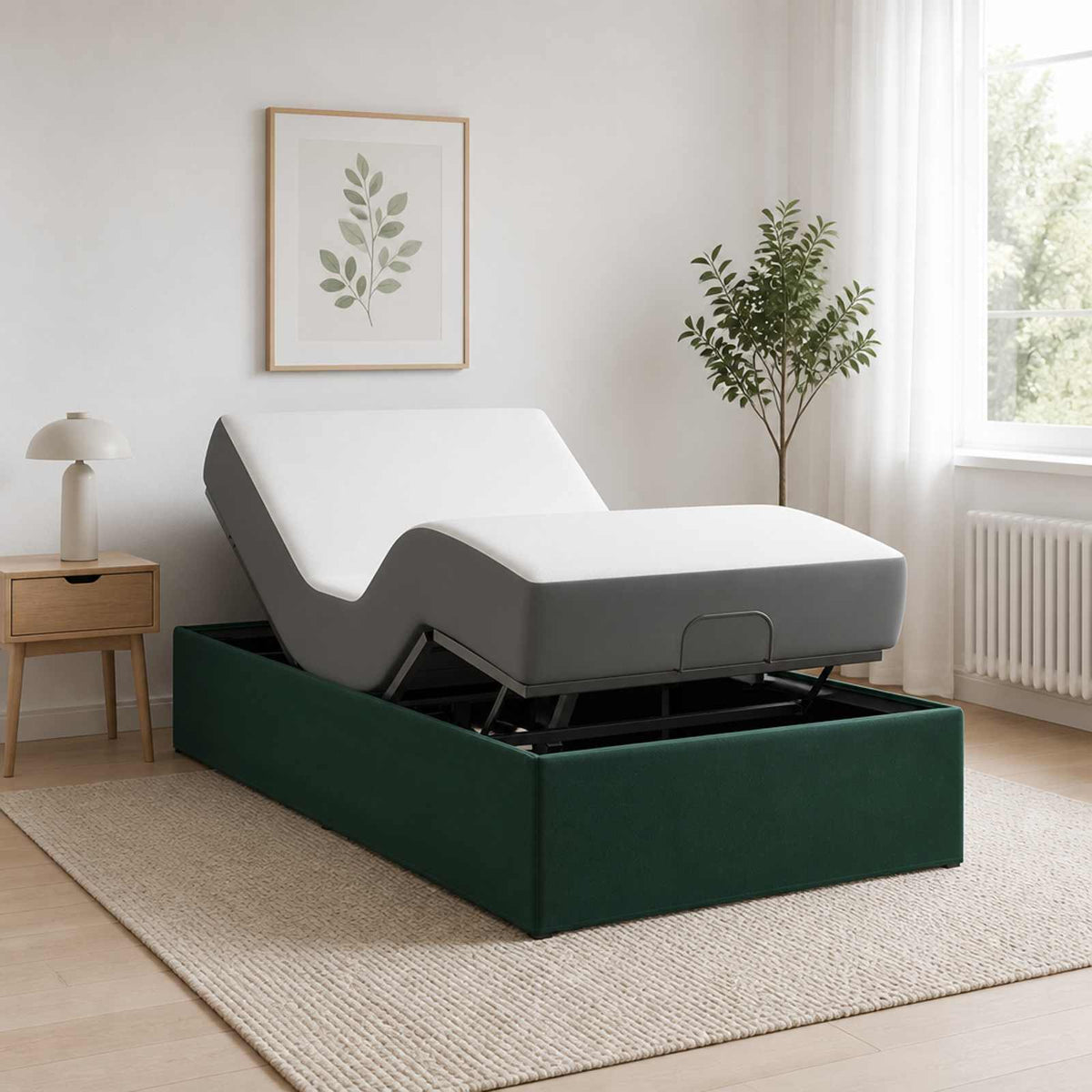 vidaXL Electric Adjustable Bed Frame Forest Green 200 x 90 x 33.5 cm