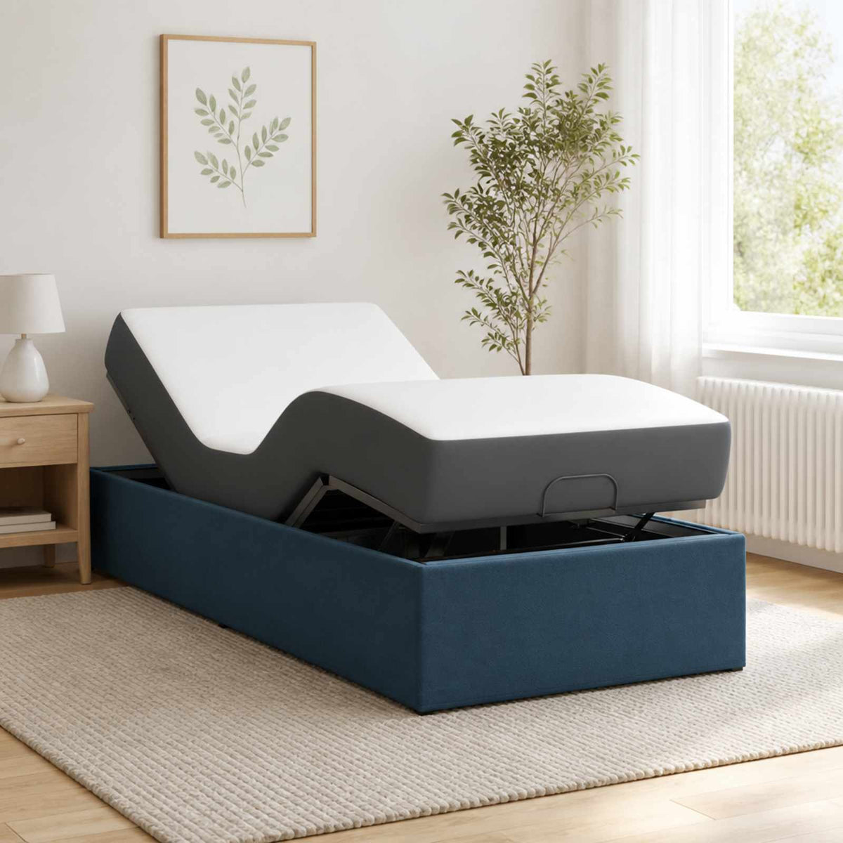 vidaXL Electric Adjustable Bed Frame Blue 200 x 90 x 33.5 cm Steel