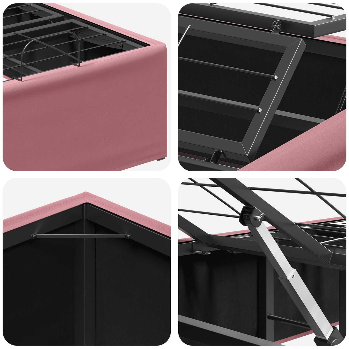 vidaXL Electric Adjustable Bed Frame Pink 200 x 90 x 33.5 cm Steel