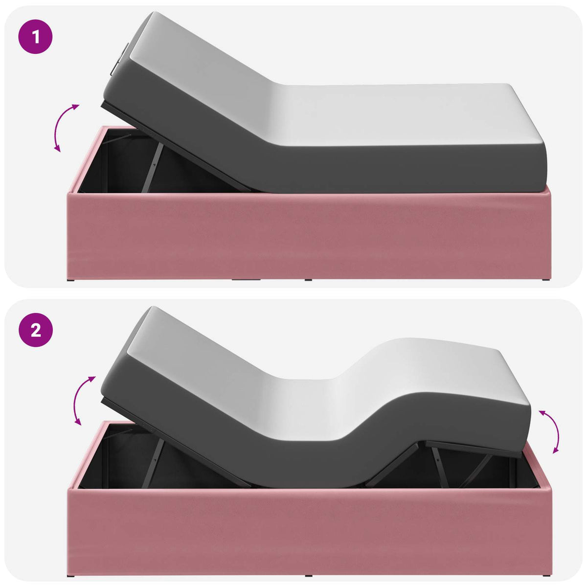 vidaXL Electric Adjustable Bed Frame Pink 200 x 90 x 33.5 cm Steel