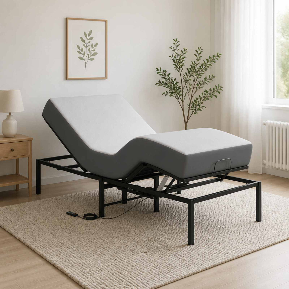 vidaXL Electric Adjustable Bed Frame Black 90 x 190 x 48 cm Steel