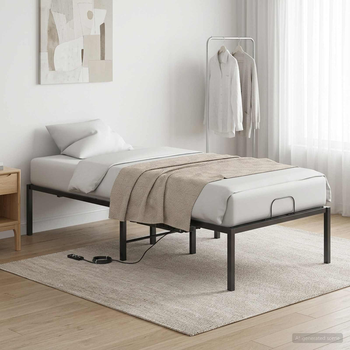 vidaXL Electric Adjustable Bed Frame Black 200 x 90 x 33.5 cm Steel