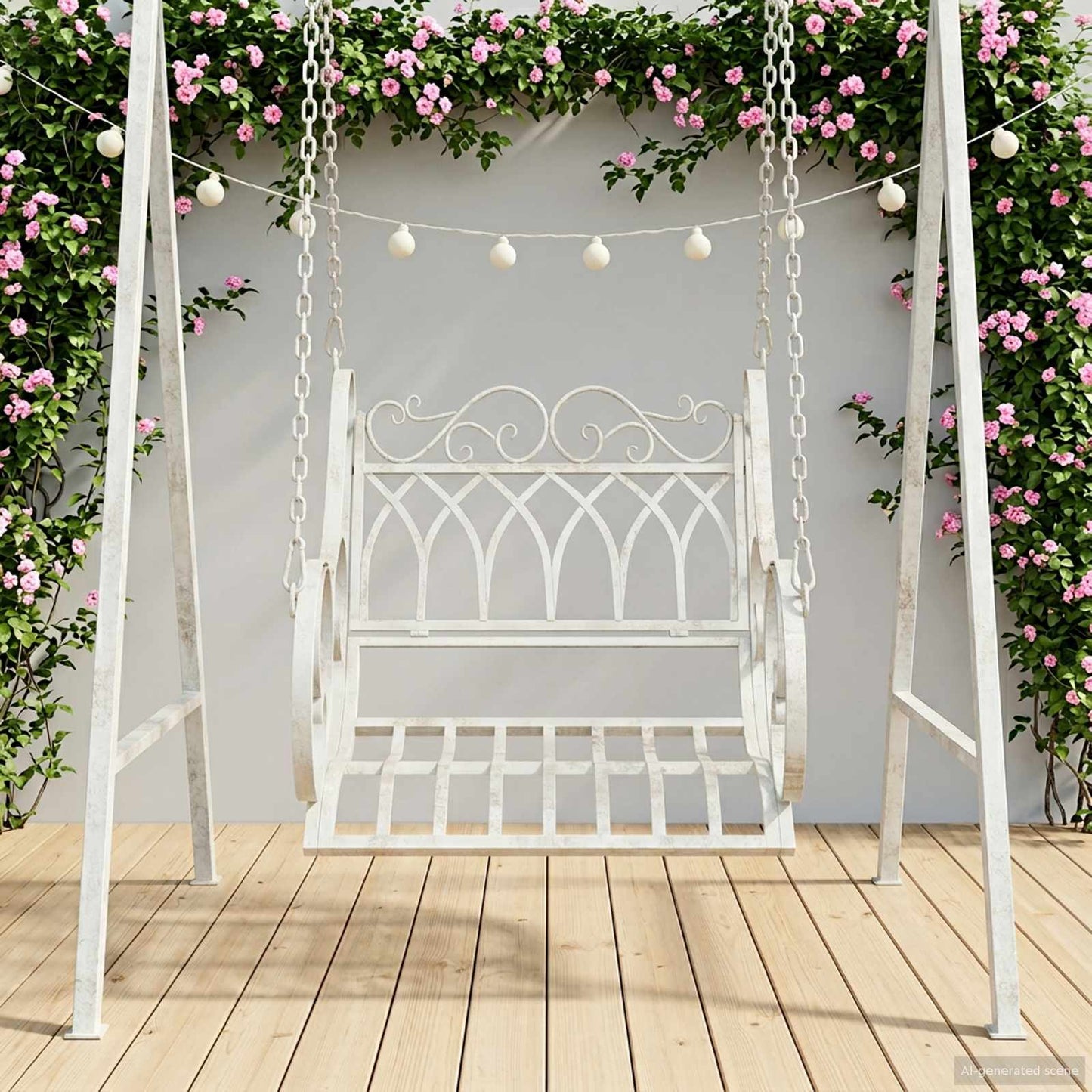 vidaXL Swing Bench Steel 71 x 75 x 59 cm Antique White